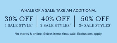 30% off 1 sale item | 40% off 2 sale items | 50% off 3+ items*
