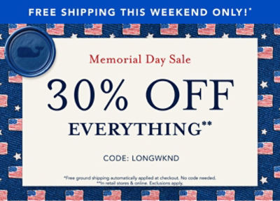 30% off everything and free shipping on all orders*