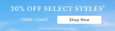 30% off select styles*